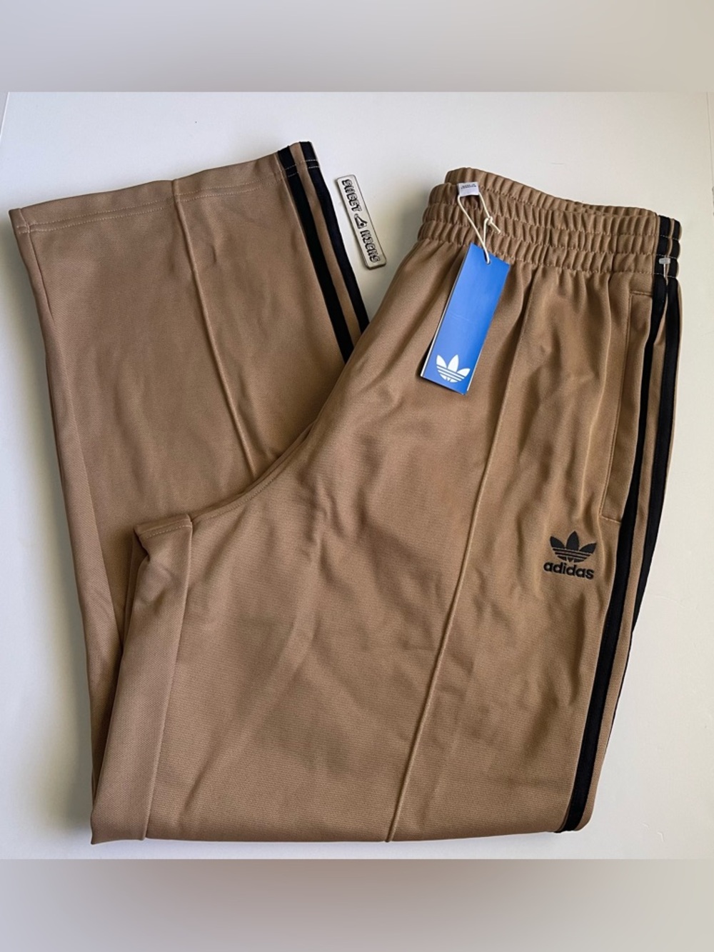 adidas Originals Brown Track Pants with Black Stripes